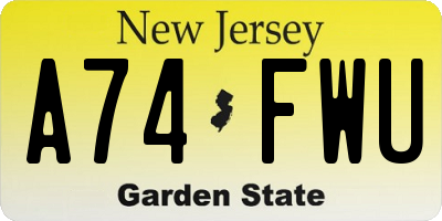 NJ license plate A74FWU