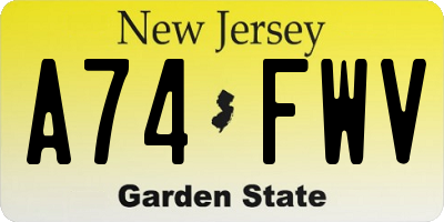NJ license plate A74FWV