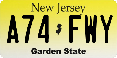 NJ license plate A74FWY