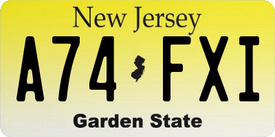 NJ license plate A74FXI