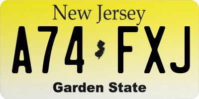 NJ license plate A74FXJ