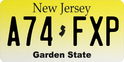 NJ license plate A74FXP