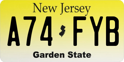 NJ license plate A74FYB