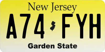 NJ license plate A74FYH