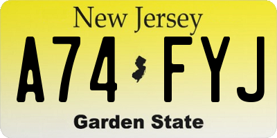 NJ license plate A74FYJ