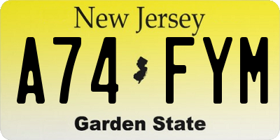 NJ license plate A74FYM
