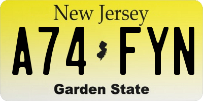 NJ license plate A74FYN