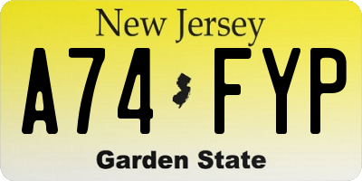 NJ license plate A74FYP