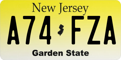 NJ license plate A74FZA