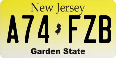 NJ license plate A74FZB