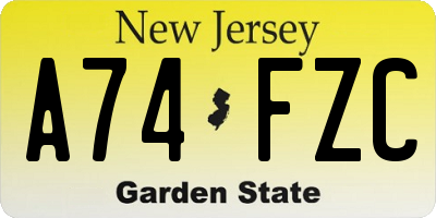NJ license plate A74FZC
