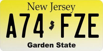 NJ license plate A74FZE