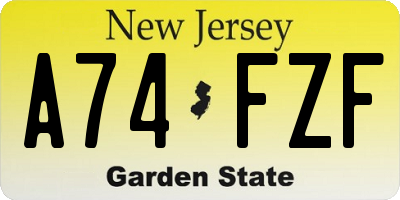 NJ license plate A74FZF