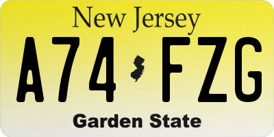 NJ license plate A74FZG