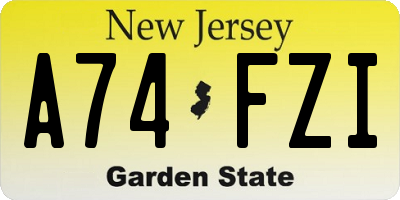 NJ license plate A74FZI