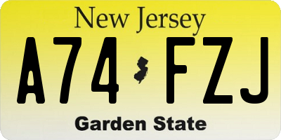 NJ license plate A74FZJ