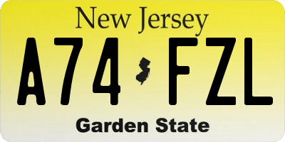 NJ license plate A74FZL