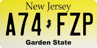 NJ license plate A74FZP