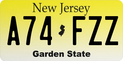 NJ license plate A74FZZ