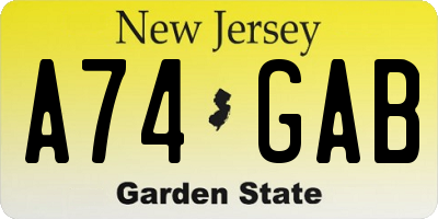 NJ license plate A74GAB