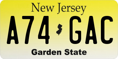 NJ license plate A74GAC