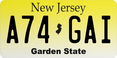 NJ license plate A74GAI