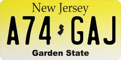 NJ license plate A74GAJ