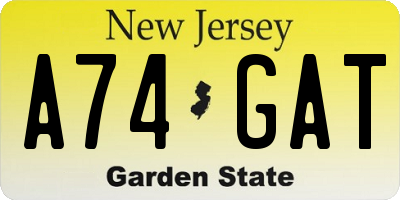 NJ license plate A74GAT