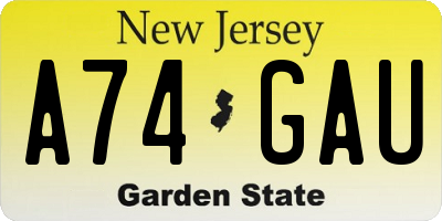 NJ license plate A74GAU