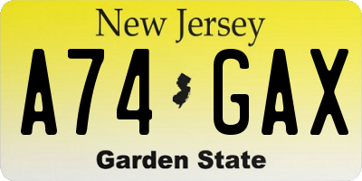 NJ license plate A74GAX