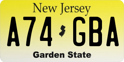 NJ license plate A74GBA