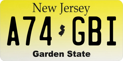 NJ license plate A74GBI