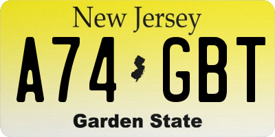 NJ license plate A74GBT
