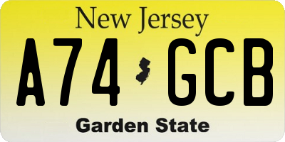 NJ license plate A74GCB