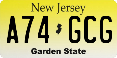 NJ license plate A74GCG