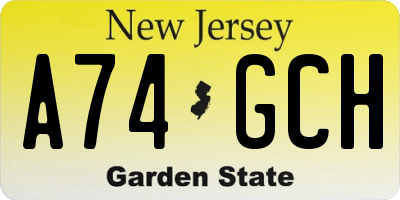 NJ license plate A74GCH