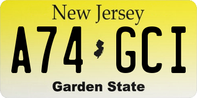 NJ license plate A74GCI