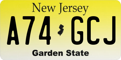 NJ license plate A74GCJ