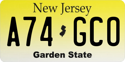 NJ license plate A74GCO