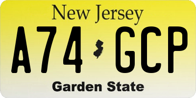 NJ license plate A74GCP