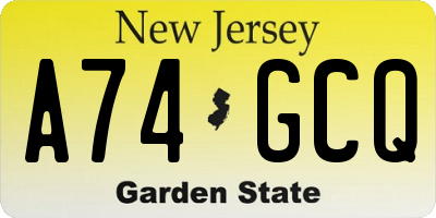 NJ license plate A74GCQ