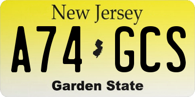 NJ license plate A74GCS