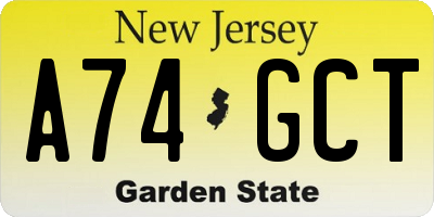 NJ license plate A74GCT