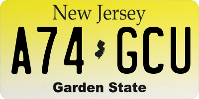 NJ license plate A74GCU