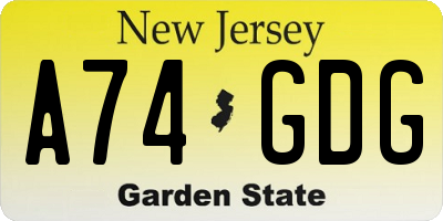 NJ license plate A74GDG