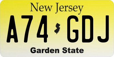NJ license plate A74GDJ