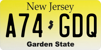 NJ license plate A74GDQ
