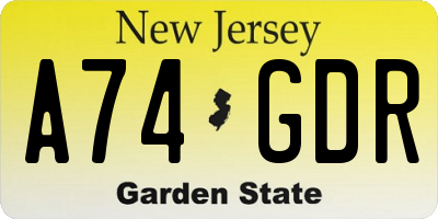 NJ license plate A74GDR