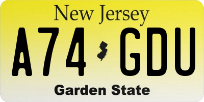 NJ license plate A74GDU