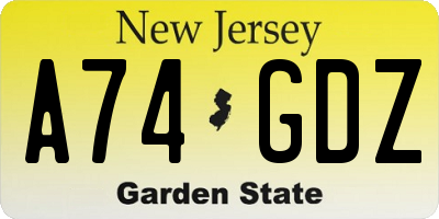 NJ license plate A74GDZ